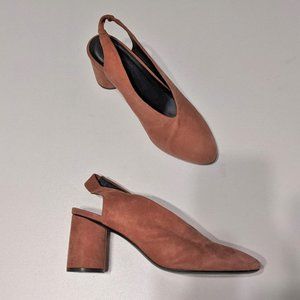 COS | Round heel slingback pumps in terracotta